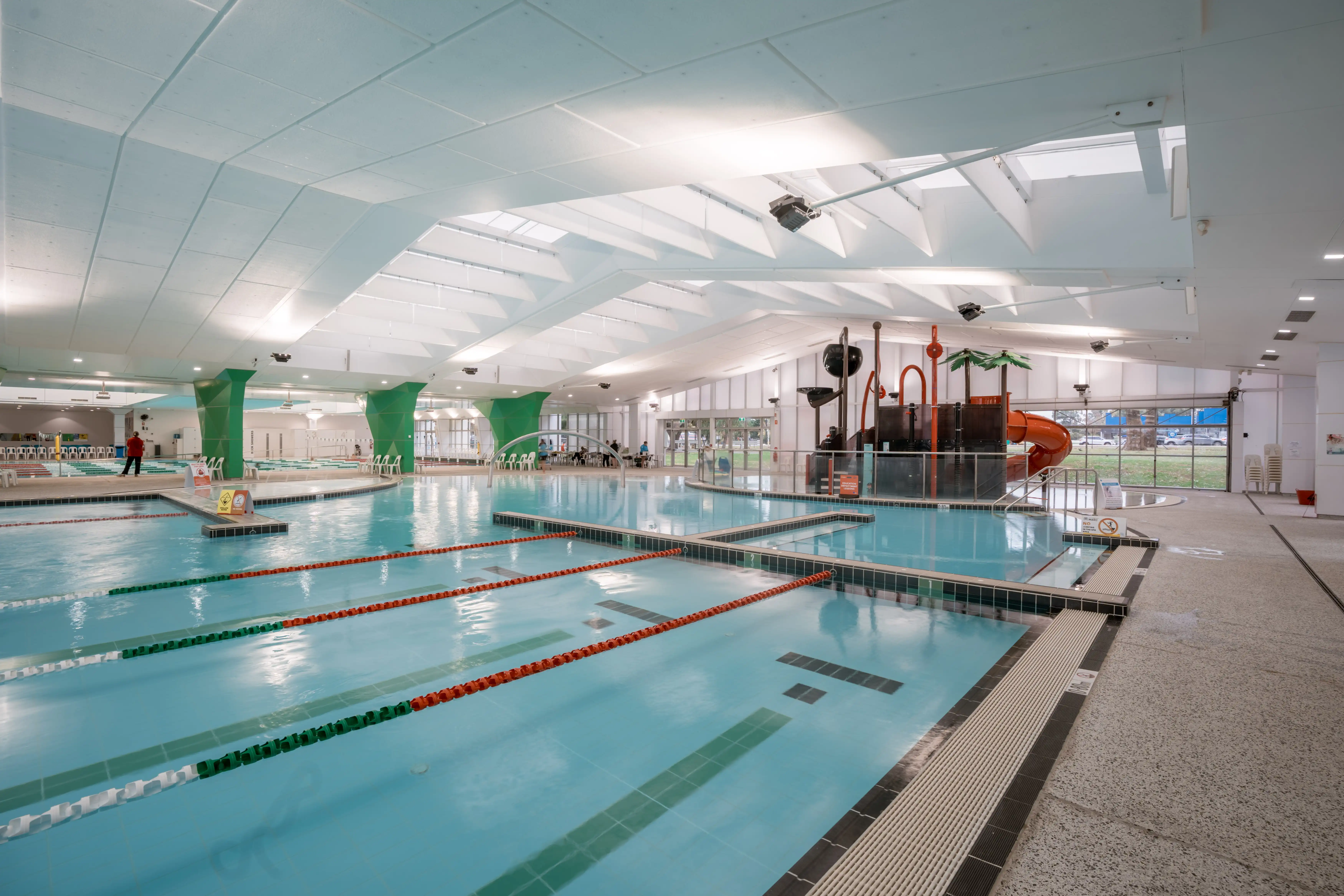 Indoor leisure pool with kids water playground