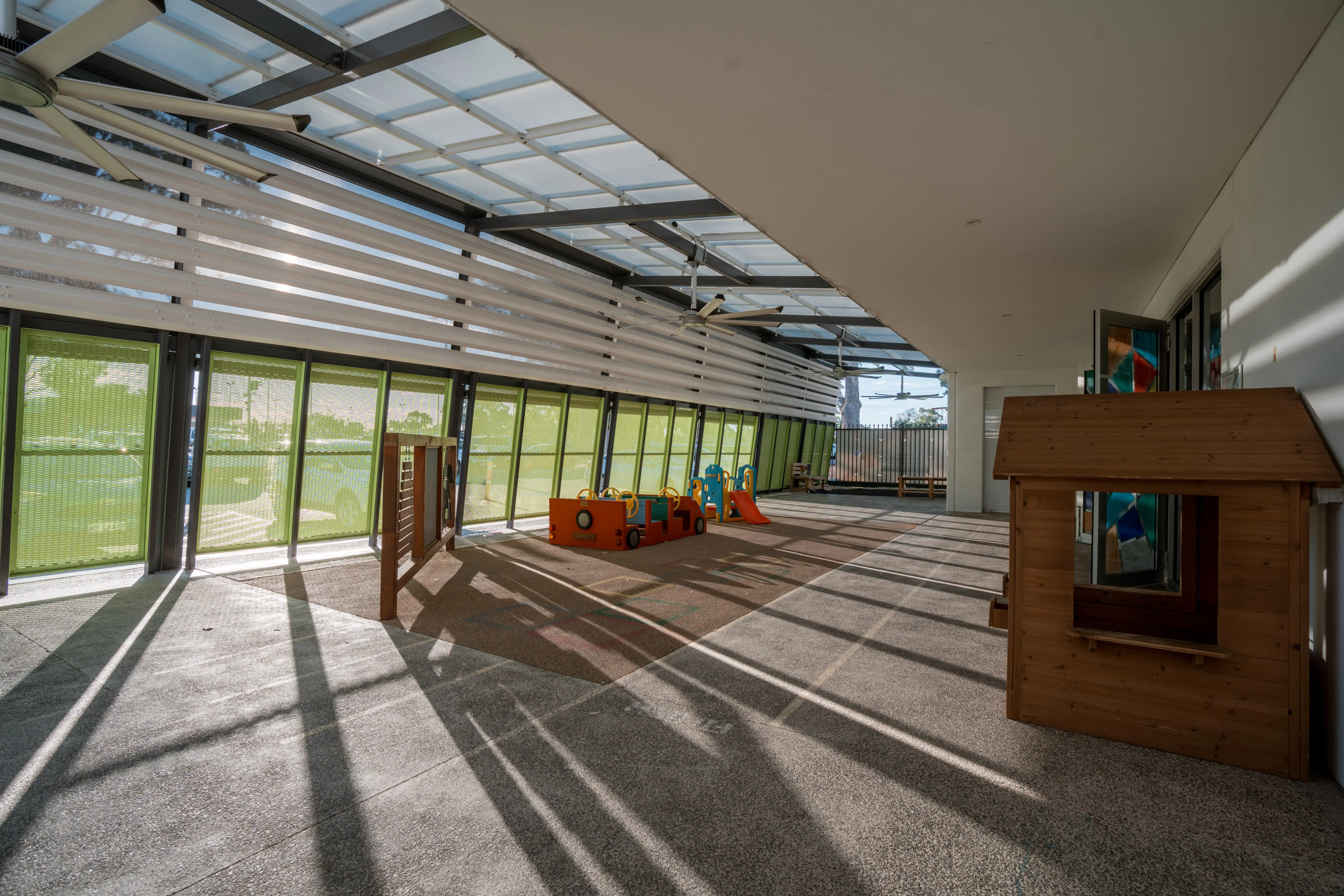 Covered outdoor play area at the MARC crèche.