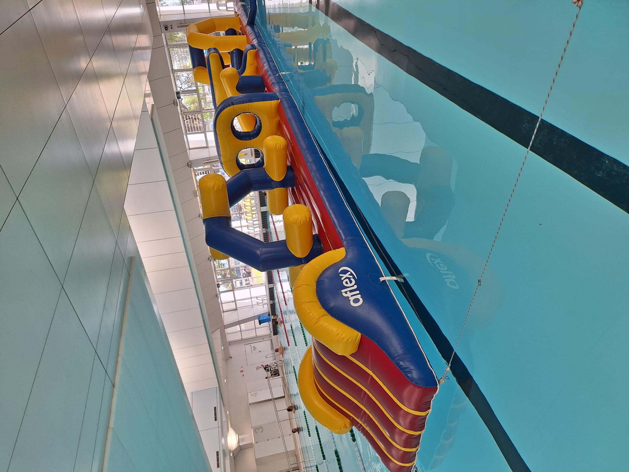 Giant inflatable in pool. 